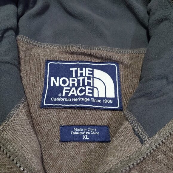 Men's The North Face Wool Brown Lightweight Thermal Quarter Zip Pullover - XL - Picture 3 of 8